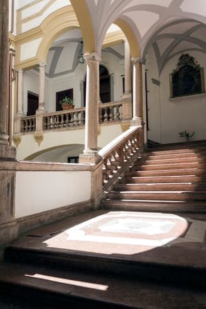 Stairs with natural sunlight comming through