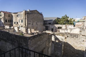 View from balcony of old buildings